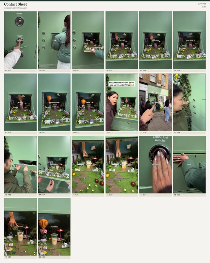 Generated contact sheet with timestamped video frames